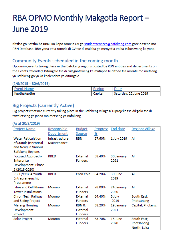 June 2019 Makgotla Report