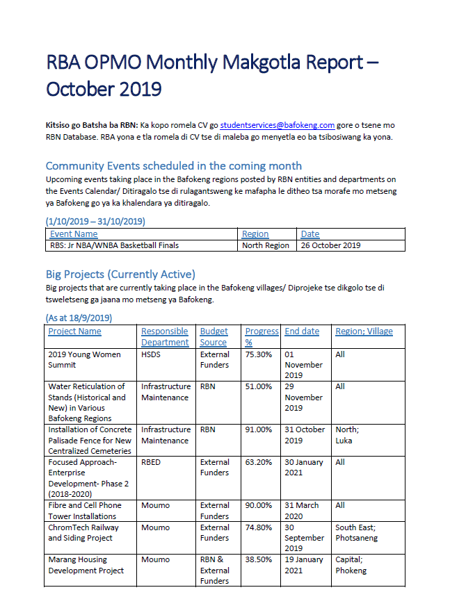 October 2019 Makgotla Report