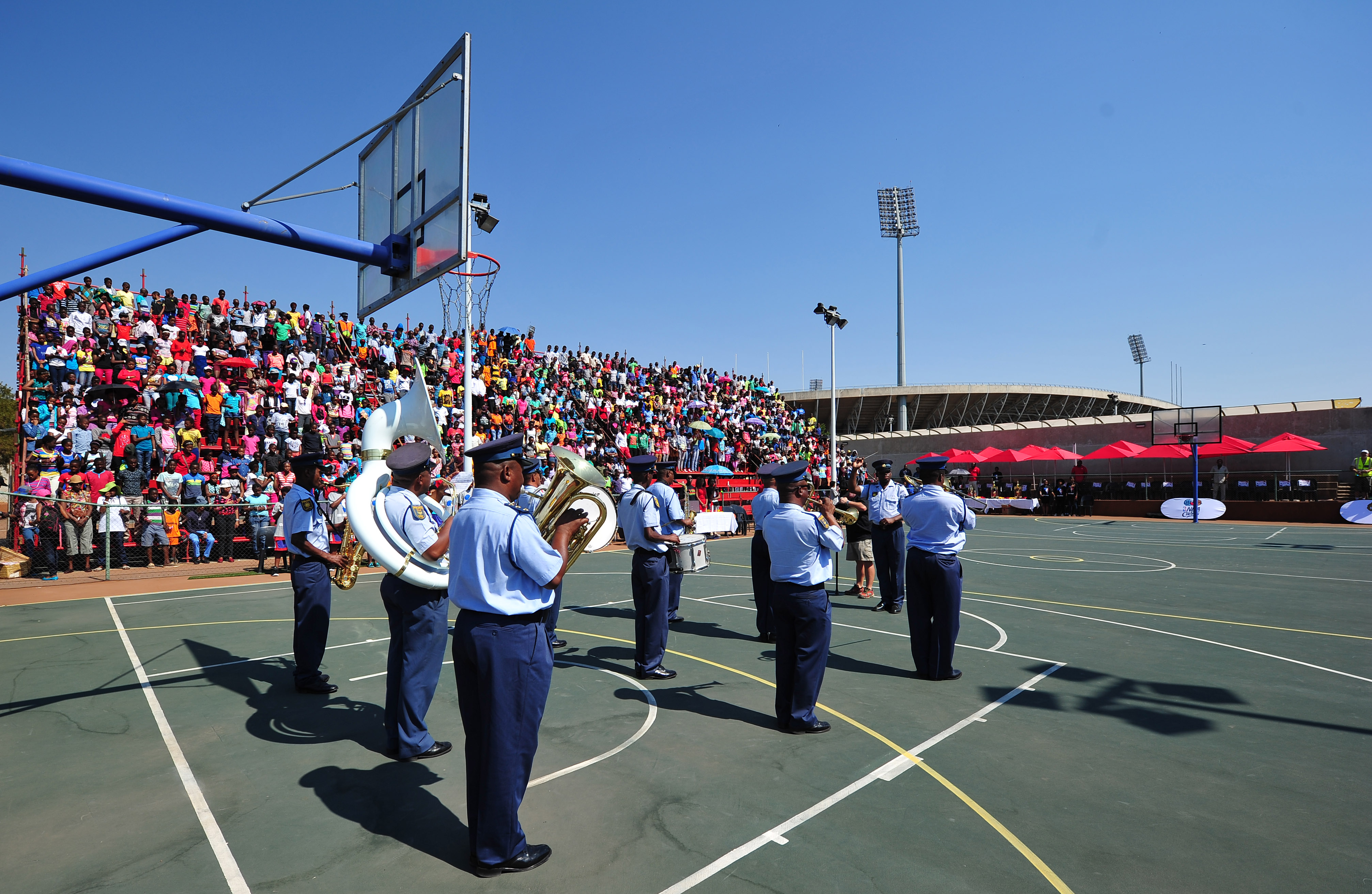 S.A.P.S (South African Police Service) Band performing the national anthem, 25 October 2014 